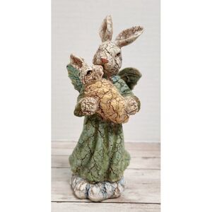 Ks Collection Mom Baby Figurine Limited Edition Bunny Green Dress Wings 838946
